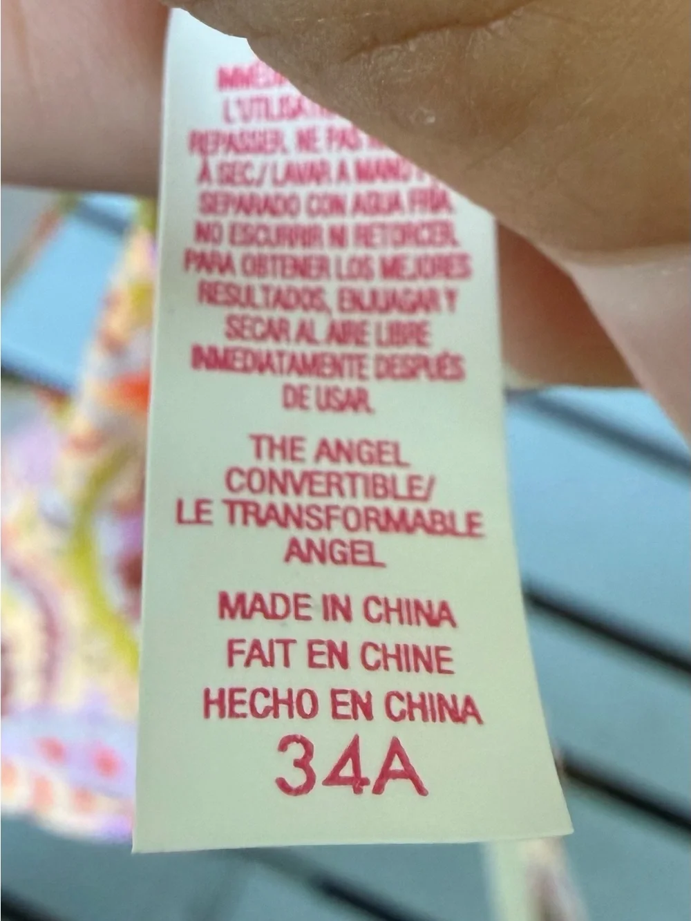 Victoria’s Secret Angel Convertible Bikini Top 34A Pastel Paisley Underwire Swim